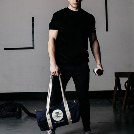 Navy & Cream Barrel Bag